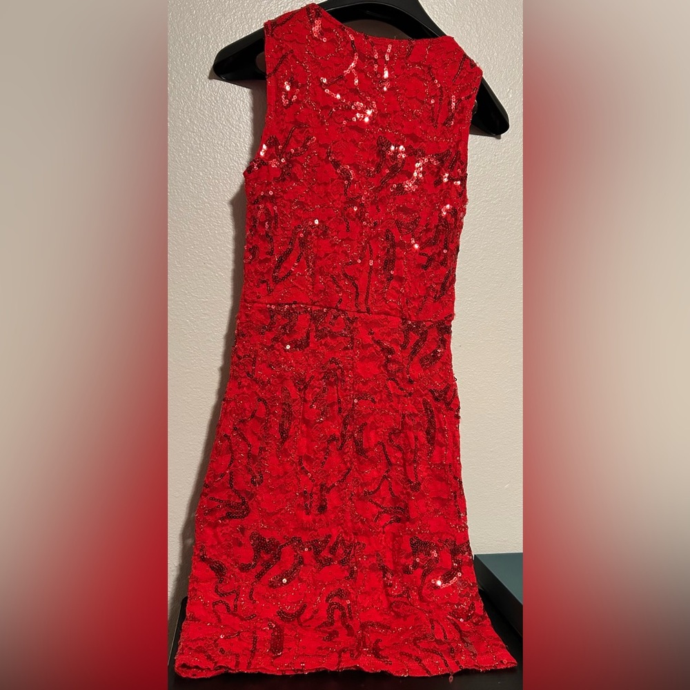 Lily & Lola Sleeveless Red Dress w/ sequins- size s - Picture 2 of 8
